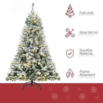 6ft Snow Flocked Artificial Tree 250 LED Light 928 Branches Christmas Season