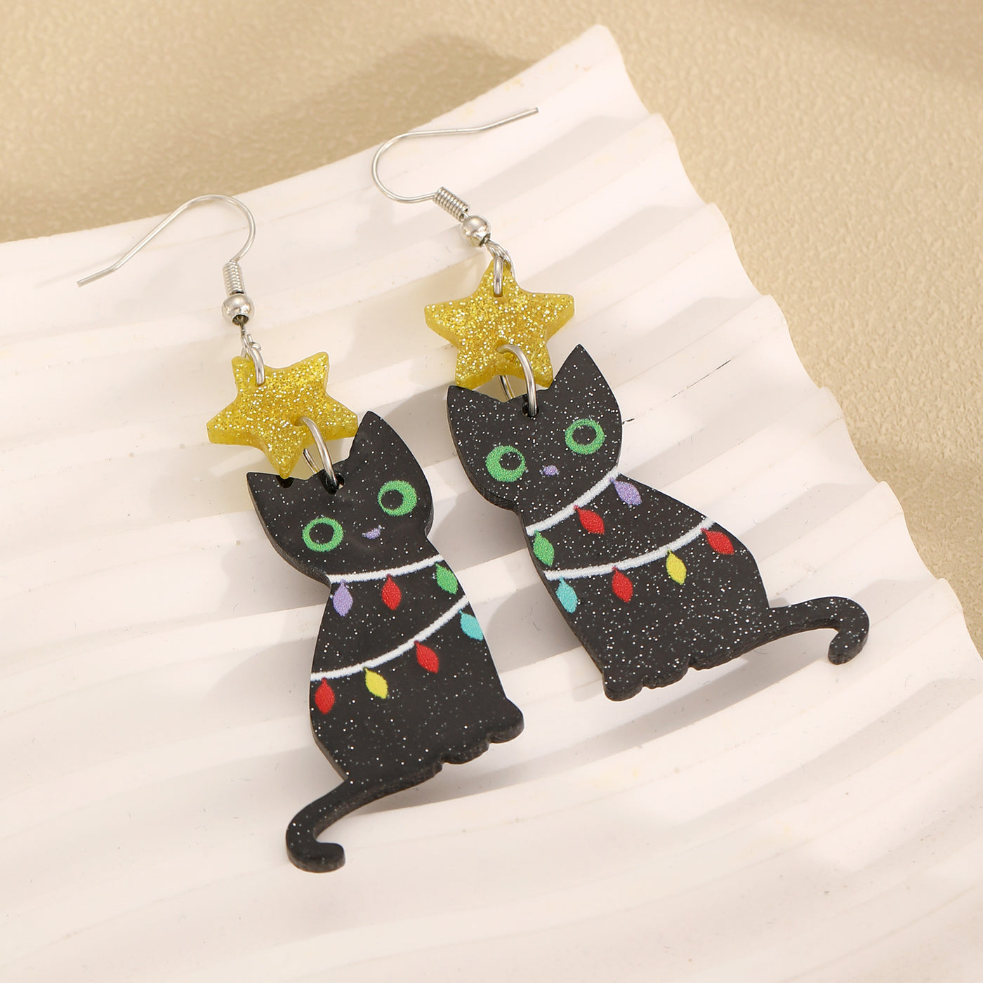 Christmas Tree Kitty Creative Christmas Acrylic Earrings
