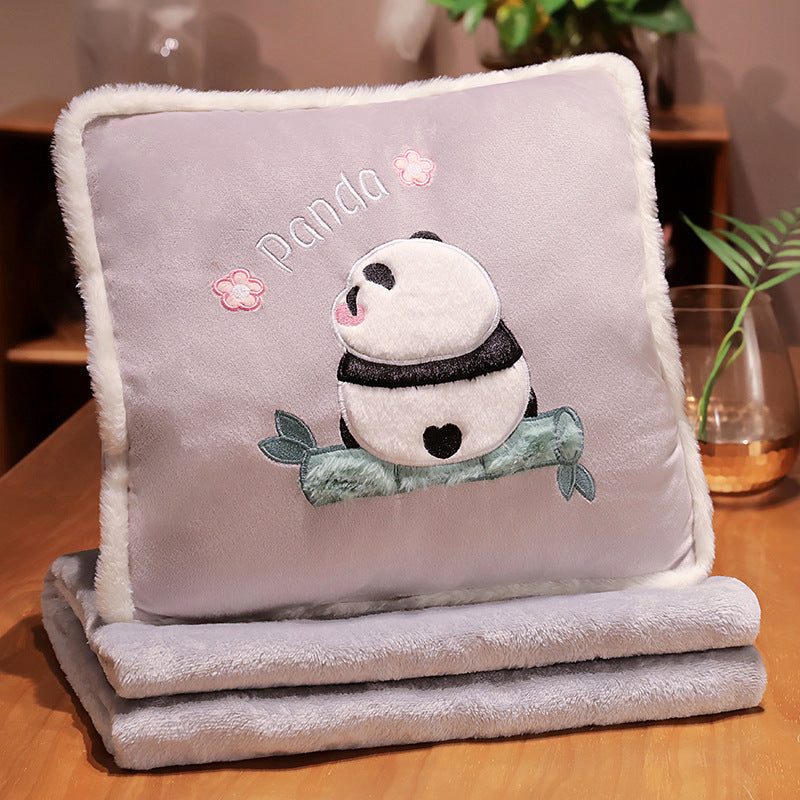 Cartoon Panda Back Three-in-one Four Seasons Universal Cushion Pillow Blanket