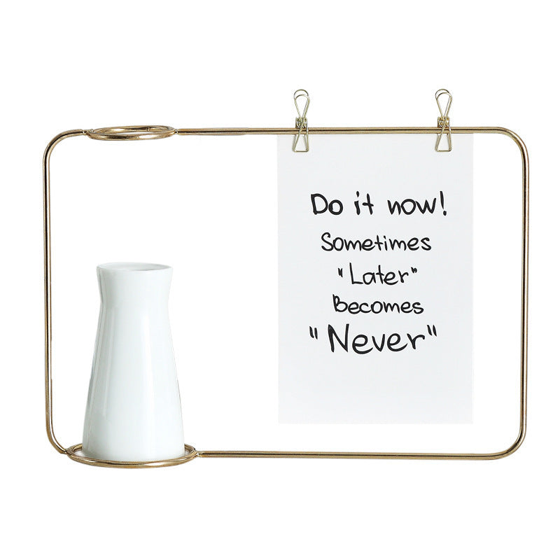 Flower vase note holder decoration