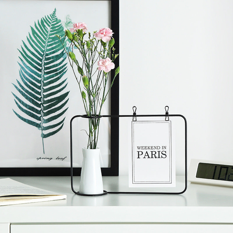 Flower vase note holder decoration
