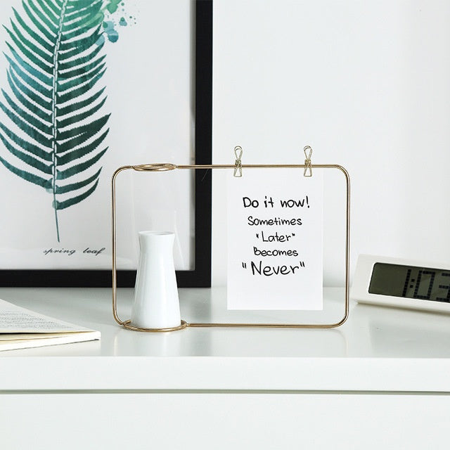 Flower vase note holder decoration