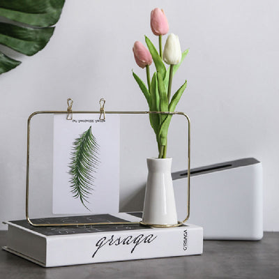 Flower vase note holder decoration