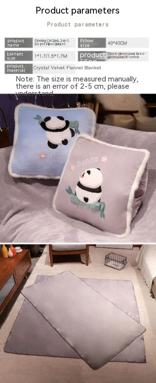 Cartoon Panda Back Three-in-one Four Seasons Universal Cushion Pillow Blanket