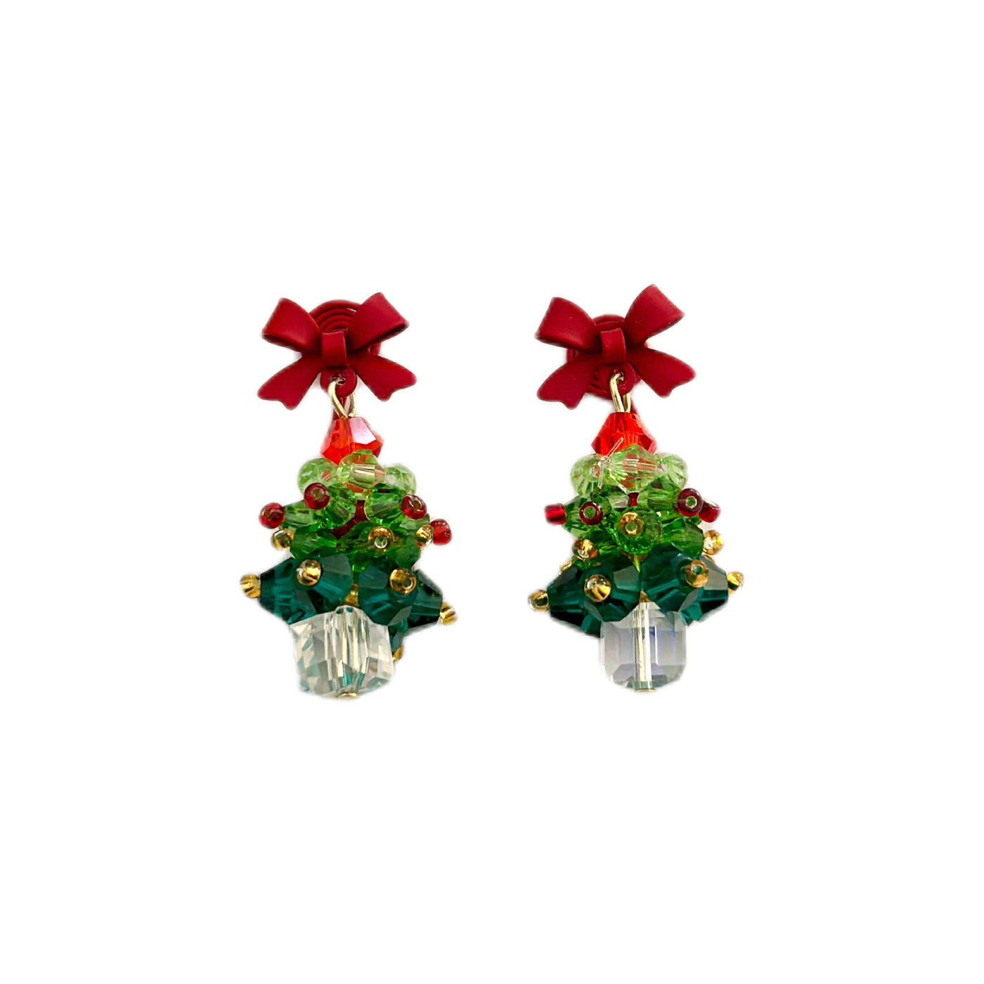 Atmosphere Earrings Red Bow Christmas Tree Earrings