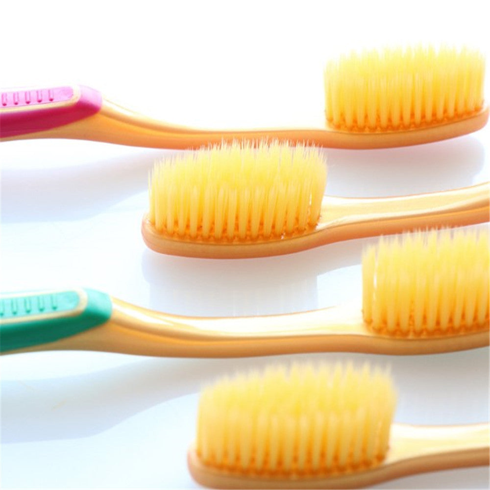 Four Sets Of Golden Clean Soft Bristles Adult Toothbrushes