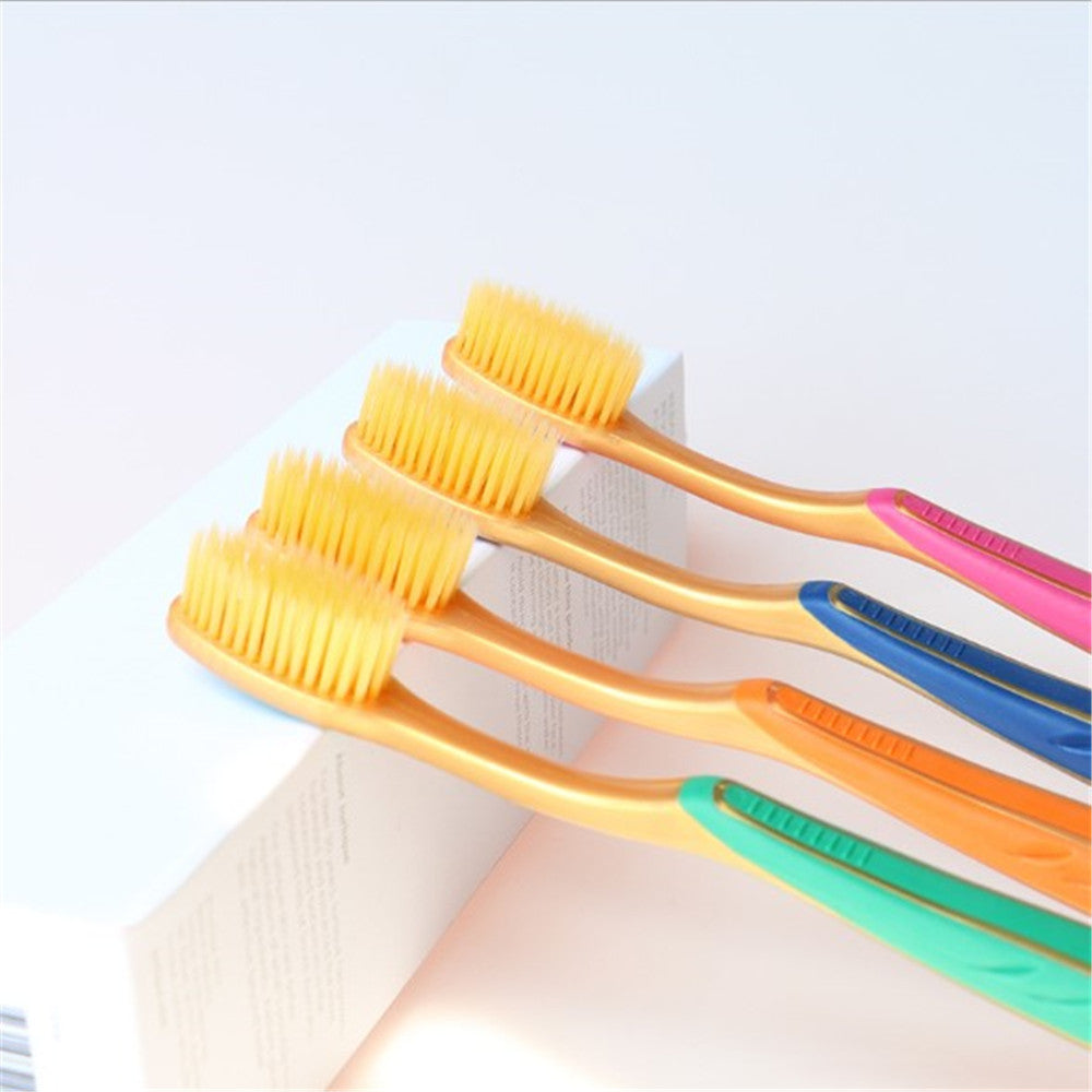 Four Sets Of Golden Clean Soft Bristles Adult Toothbrushes