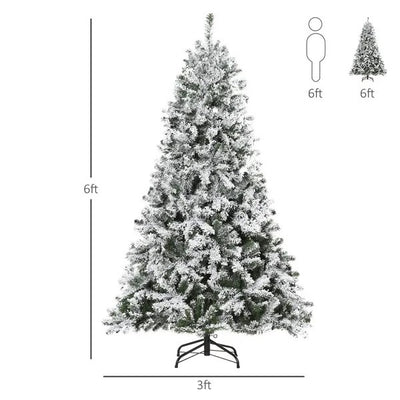 6ft Snow Flocked Artificial Tree 250 LED Light 928 Branches Christmas Season