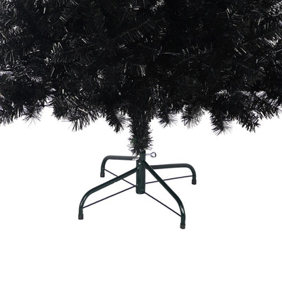 6-foot Artificial Christmas Tree With LED Lights, Pre-lit Curved Artificial Christmas Tree With 900 Tips, Black Christmas Tree