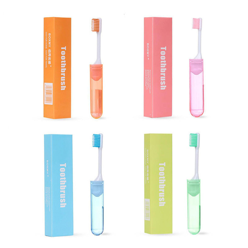 6 Portable Folding Colorful Soft Bristle Travel Toothbrushes