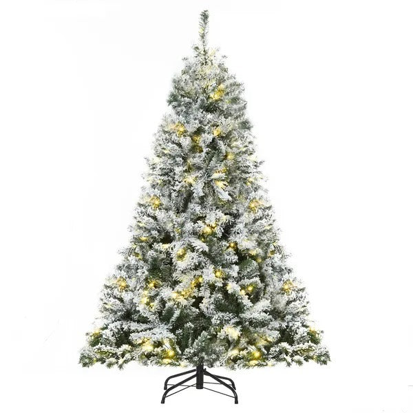 6ft Snow Flocked Artificial Tree 250 LED Light 928 Branches Christmas Season