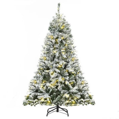 6ft Snow Flocked Artificial Tree 250 LED Light 928 Branches Christmas Season