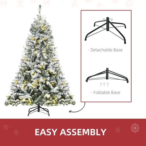 6ft Snow Flocked Artificial Tree 250 LED Light 928 Branches Christmas Season