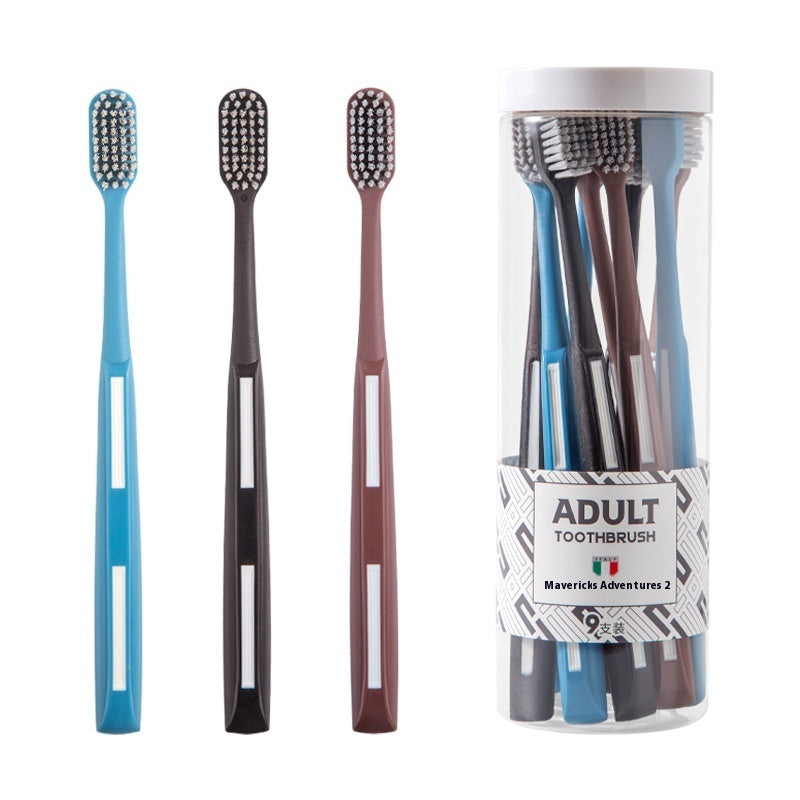 Household Portable 9 Hard Bristled Toothbrushes